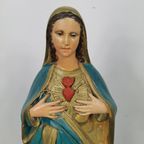 Antiek Vintage Beeld Heiligenbeeld Van Maria In Gips 2107 thumbnail 4