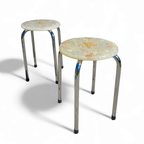 Stools With A Decorative Top Made With Sand , Seashells, And A Starfish Embedded In A Clear Acryl thumbnail 7