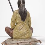 2 Exclusive Table Lamps Chinese Woman And Man On A Pillow Brass thumbnail 18