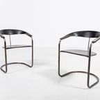 Vintage Italian Black Leather ‘Canasta’ Chairs / Eetkamerstoelen From Arrben, 1980’S thumbnail 3