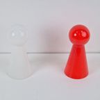 Set Vintage Wit & Rood Kegel Tafellamp Glass Pin Table Light thumbnail 7