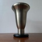 Vintage Art Deco Metalen Vaas Met Metaal Voet Door Daalderop thumbnail 4