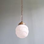 Art Deco Hanglamp In Wit Opaline Glas, 1920-30S thumbnail 6