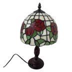 Tiffany Style Table Lamp - Stained Glass Shade And Decorative Base - Ca. 1980’S (No Cracks) thumbnail 4