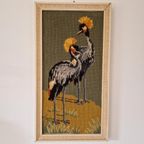 Vintage Schilderij Geborduurd Lijst Kraanvogels thumbnail 4