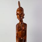 Afrikaanse Vrouw - Hout Beeld Afrika - Handgemaakt Houten Decoratie - 1960 thumbnail 9