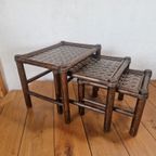 Vintage Manou Bamboe Nest Tafeltjes Mimi Set Jaren 70. thumbnail 9