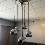 Vintage Chromen Cascade Luster / Hanglamp Met 5 Bollen thumbnail 6