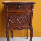 Brocante Vintage Antiek Nachtkastje, Lampet Kastje, Marmer thumbnail 13