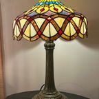 2 Beschikbaar Art Nouveau Tiffany Stijl Tafellampen Pauwen Motief thumbnail 6