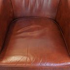 Strakke, Luxe, In Goede Staat Verkerende Oxblood Rode Rundleren Clubfauteuil thumbnail 7