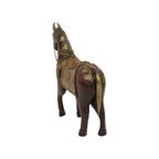 Vintage Houten Paard Belegd Met Koper Messing Beeld Sculptuur India 26Cm thumbnail 5