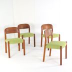 Set 4 Deense Massief Teak Vintage Eetkamerstoelen 'harte Skov' Vintage New Upholstery thumbnail 2