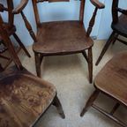 Antieke Engelse Windsor Stoelen Eetkamerstoelen, Set Van 5 thumbnail 8