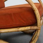 Luxe Vintage Boho Jaren ’50 Rotan Design Fauteuil Met Geveerde Kussens En Een Geweldig Zitcomfort thumbnail 12