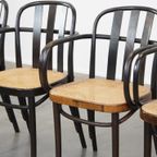 Set Van 4 Vintage Houten Design Eetkamer/ Bistro Stoelen Met Rieten Zitting In Thonet Stijl thumbnail 16