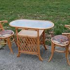 Vintage Rotan Bistro Set Tafel Met Twee Stoelen thumbnail 8