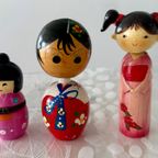 5 X Leuke Houten Japanse Stijl Beeldjes Met Bewegende Hoofd thumbnail 6