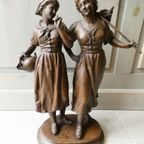 Ernest Rancoulet "2 Dames" Sculptuur. thumbnail 7