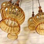 Vintage Grote Cascade Hanglamp Met 5 Glas En Hout Lampen thumbnail 10