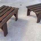 Vintage Houten Lattenbank Salontafel Bijzettafel, P/p/s thumbnail 12
