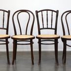 Gecombineerde Set Van 4 Originele Antieke Thonet Bistro Stoelen Voorzien Van Nieuwe Zittingen thumbnail 3