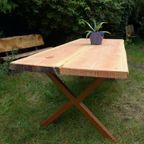 Prachtige Grote Boomstam Tuinset : Tuintafel En Bank 220 Cm thumbnail 10