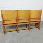 Vintage Houten Theaterbank thumbnail 9