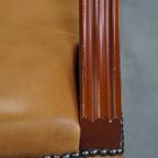 Set Van 2 Mooie En Luxe Rundleren Chesterfield Eetkamer/ Bijzetstoelen In Een Lichte Cognac Kleur thumbnail 15