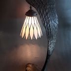 French Art Deco Bird Lamp With Tiffany Dome thumbnail 8