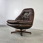 Vintage Deense Draaifauteuil, Kantelbaar, Leer thumbnail 10