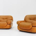 Sapporo Italiaanse Cognac Leren Loungestoelen Voor Mobil Girgi Uit De Jaren 70, Set Van 2 thumbnail 7