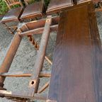 A 1920S Oak Draw-Leaf Dining Table, On Barley-Twist Legs  And 4 Stoelen thumbnail 19