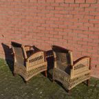 Armstoelen Mahoniehout Met Riet Set Van 2 thumbnail 5