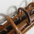 Ronde Vintage Spiegel Met Bamboe Rand In De Stijl Van Franco Albini thumbnail 3