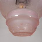 Art Deco Hanglamp Met Roze Glazen Kap, Jaren 30 thumbnail 16