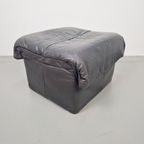 Vintage Cinna Ligne Roset Zwart Leren Voetenbank Poef France thumbnail 6