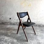 Two Mid Century Wooden Leather Folding Chairs thumbnail 18