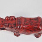 Vintage Hout Beeld Hippo Nijlpaard Sculptuur Oosters ‘70 thumbnail 7