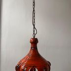 Vintage Hanglamp, West Duitse Lavalamp, Oranje Keramiek, Mid Century thumbnail 3