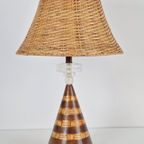 Vintage Conische Tafellamp Plexiglas Keramiek Rotan Regency thumbnail 7