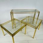 3 Koperen Tafels. Sidetable En Bijzettafels. Unieke Hollywood Regency Set Brass Tafels. thumbnail 7