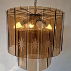 Vintage Waterval Kroonluchter Met Geslepen Gerookt Glas thumbnail 8