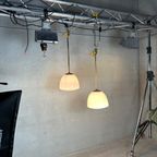 3 X Art Deco Klooster-/schoollampen – Opaline En Messing thumbnail 18