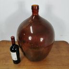 Grote Brocante Bruine Glazen Wijnfles, Gistfles, Vaas, Fles thumbnail 5