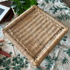 Rotan Boho Tafeltje Gevlochten Bloemetjes Vintage thumbnail 3