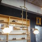 Vintage Klassieke Hanglamp Met Glazen Kappen – Messing thumbnail 2