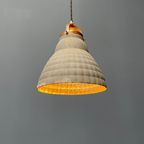 Oude Kwik Glazen Hanglamp Met Messing Armatuur thumbnail 2