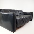 Setprijs Leolux 'pago Pago' Bank Stel Zwart Leer Vintage 2st thumbnail 2