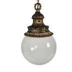 Vintage - Hollywood Regency Stijl - Hanglamp - Bollamp - Verguld - Art Deco - Opaalglas - 1970'S thumbnail 16